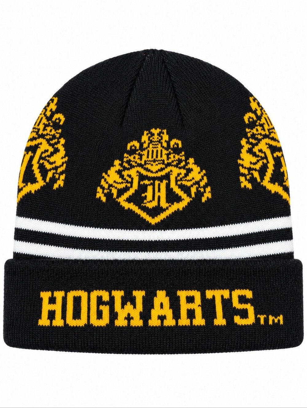 Harry Potter Hogwarts Black & Gold Knit Beanie One Size